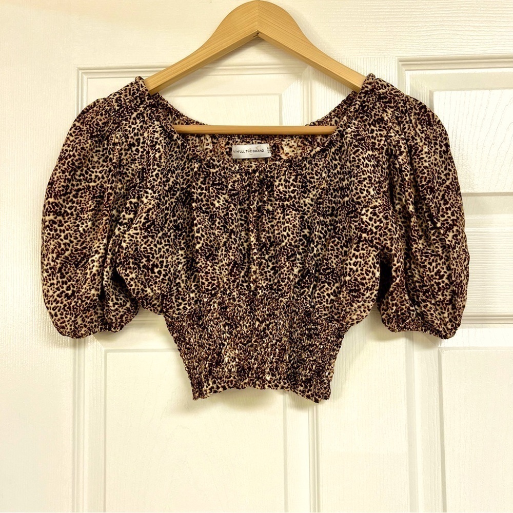 FAITHFULL THE BRAND Rovenza Top Animal Leopard print smocked cropped top boho 4